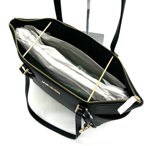 Michael Kors Large Charlotte TZ Tote Bag Black/Gold - Picture 9 of 11